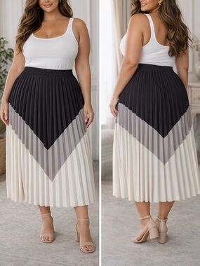 NWOT Max Studio Colorblock Pleated Maxi Skirt – Size XL